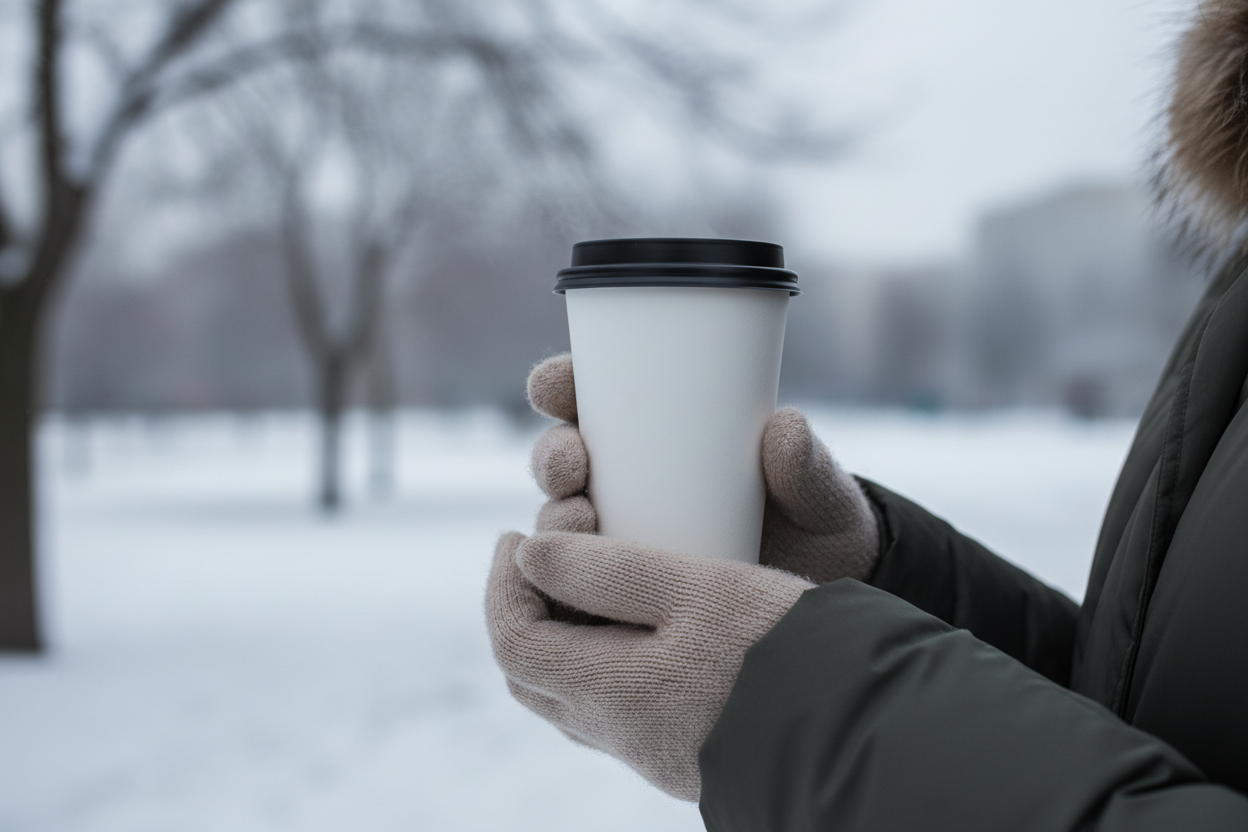 Make the takeaway cup not be corrugated but white with a black lid